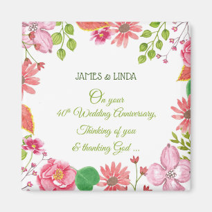 Religiöse Blumen zum 40. Hochzeitstag Magnet