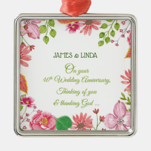 Religiöse Blumen zum 40. Hochzeitstag Ornament Aus Metall