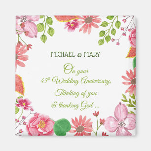 Religiöse Blumen zum 45. Hochzeitstag Magnet