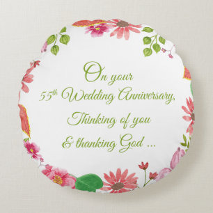 Religiöse Blumen zum 55. Hochzeitstag Rundes Kissen
