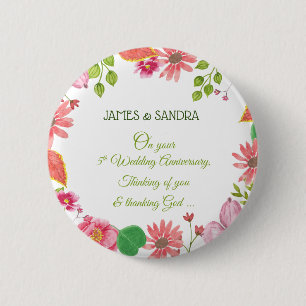 Religiöse Blumen zum 5. Hochzeitstag Button