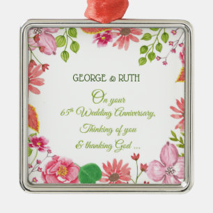 Religiöse Blumen zum 65. Hochzeitstag Ornament Aus Metall
