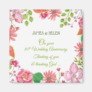 Religiöse Blumen zum 80. Hochzeitstag Magnet