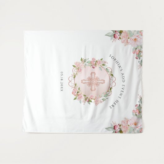 Religiöse, blush, Peach Rose Gold Foto Hintergrund Wandteppich (Vorderseite (Horizontal))