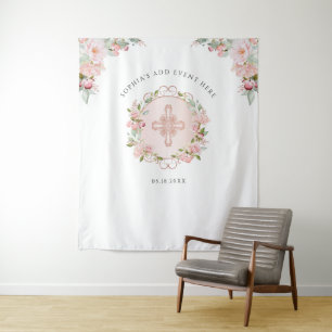Religiöse, blush, Peach Rose Gold Foto Hintergrund Wandteppich