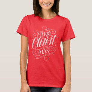 Religiöse Christ Merry Christmas Chalk Lettering T-Shirt