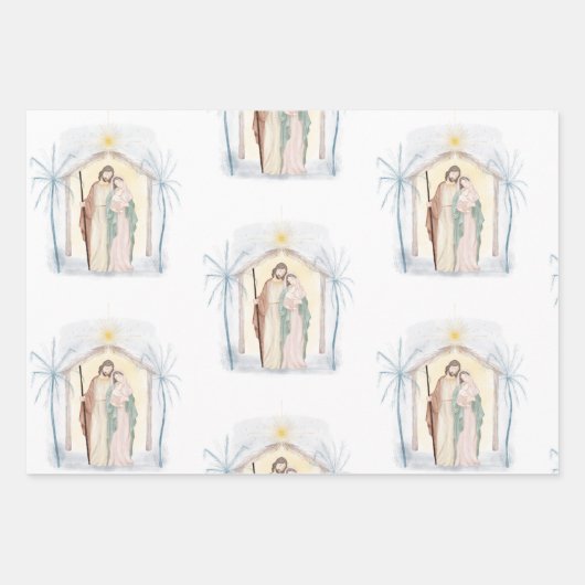 Religiöse Christliche Engel Mary & Joseph Weihnach Geschenkpapier Set (Vorderseite 3)