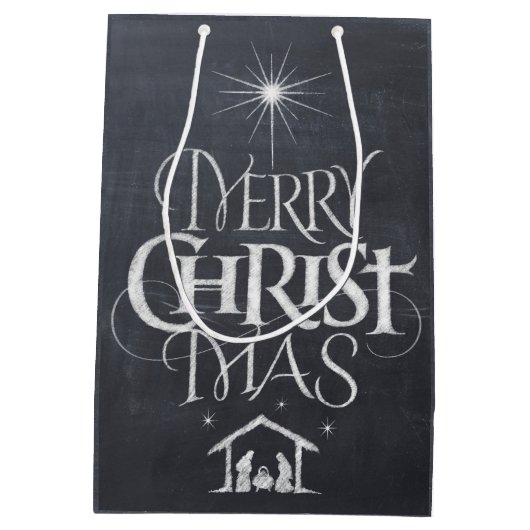 Religiöse Christliche Frohe Weihnachtswand Mittlere Geschenktüte (Rückseite)