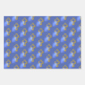Religiöse Christliche Golden Cross Lilac Blue Oast Geschenkpapier Set (Vorderseite 2)