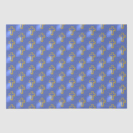 Religiöse Christliche Golden Cross Lilac Blue Oast Seidenpapier