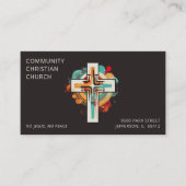 Religiöse Christliche Kirche Cross QR Code Modern Visitenkarte (Vorderseite)