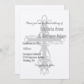 Religiöse, Christliche, metallische Silberhochzeit Einladung (Vorne/Hinten)