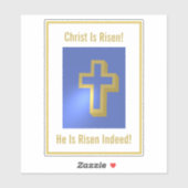 Religiöse Christus ist Risen Gold Cross Blue Oster Aufkleber (Blatt)