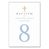 Religiöse Cross Baby Blue Boy Taufe Tischnummer (Vorderseite)