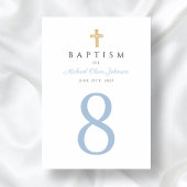 Religiöse Cross Baby Blue Boy Taufe Tischnummer