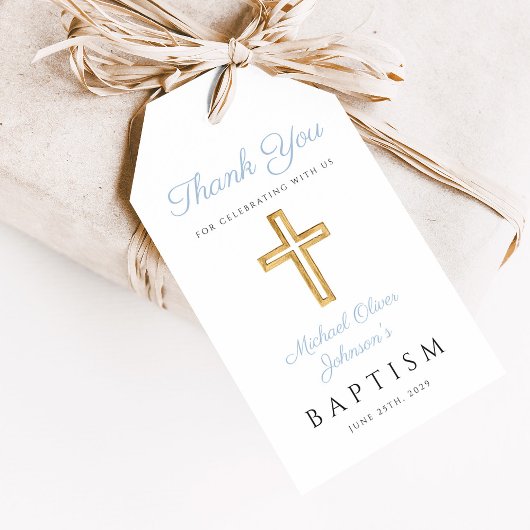 Religiöse Cross Boy Baby Blue Baptisse Geschenkanhänger