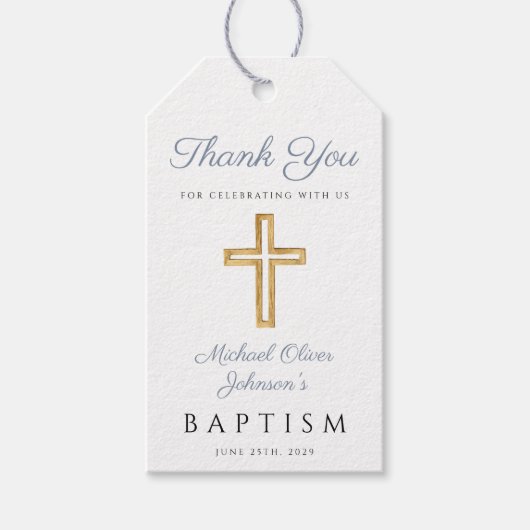 Religiöse Cross Boy Blue Taufe Geschenkanhänger (Vorderseite)