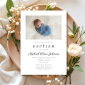 Religiöse Cross Boy Foto Taufe Einladung