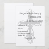 Religiöse Cross Christlich Champagne Shiny Wedding Einladung (Vorne/Hinten)