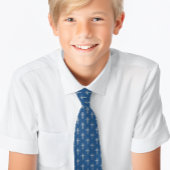 Religiöse Cross Classic Blue Imitats Silberkommuni Krawatte