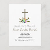 Religiöse Cross Decorated Eggs Osterbrunch Einladungspostkarte (Vorderseite)