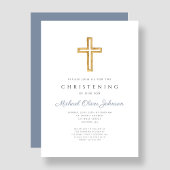 Religiöse Cross Dusty Blue Boy Christening Einladung