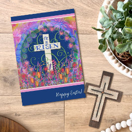 Religiöse Cross floral glücklich Oster ist er Rise Karte