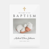 Religiöse Cross Foto Boy Baptism willkommen Acrylschild (Vorderseite)