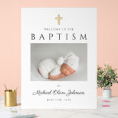 Religiöse Cross Foto Boy Baptism willkommen Acrylschild (Hochzeit)