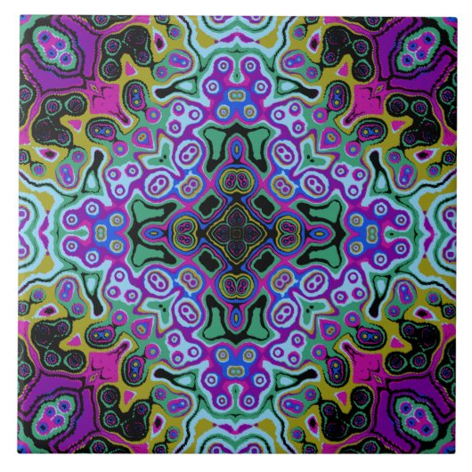 Religiöse Cross Fraktal bunt kaleida art Fliese (Vorderseite)