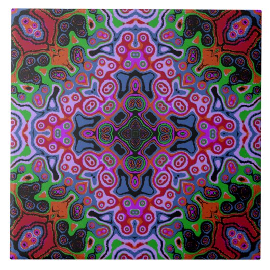 Religiöse Cross Fraktal bunt kaleida art Fliese (Vorderseite)