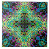 Religiöse Cross Fraktal bunt kaleida art  Fliese (Vorderseite)