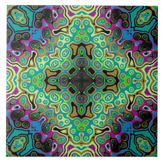 Religiöse Cross Fraktal bunt kaleida art Fliese (Vorderseite)