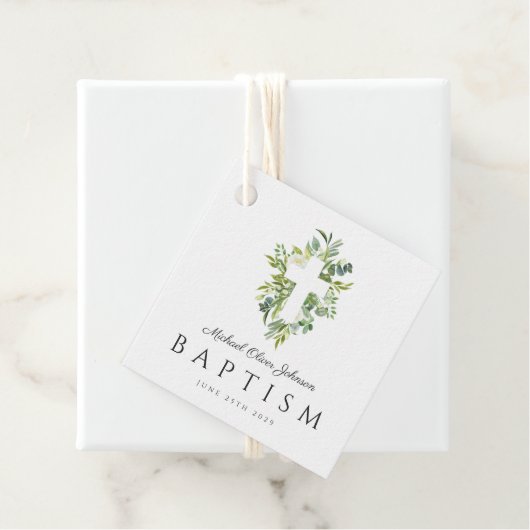 Religiöse Cross Green Botanical Baptim Geschenkanhänger (Beispiel)