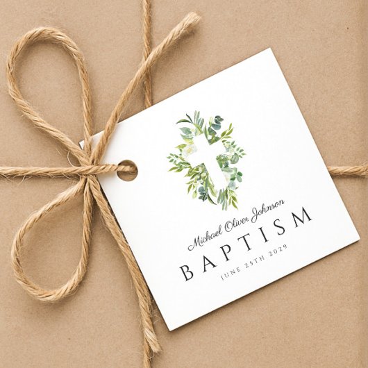 Religiöse Cross Green Botanical Baptim Geschenkanhänger