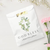 Religiöse Cross Green Botanical God Bless Taufe Geschenktütchen (Versiegelt)