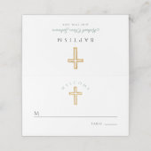 Religiöse Cross Green Boy Taufe Platzkarte (Außenseite Aufgefaltet)