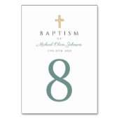 Religiöse Cross Green Boy Taufe Tischnummer (Rückseite)