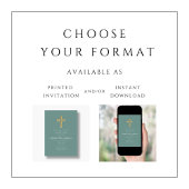 Religiöse Cross Green Script Boy Taufe Einladung