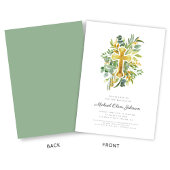 Religiöse Cross Greenery Botanische Taufe Einladung