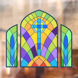 Religiöse Cross-Imitate verklebte Glasdekoration Fensteraufkleber
