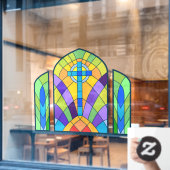 Religiöse Cross-Imitate verklebte Glasdekoration Fensteraufkleber (Café-Fenster)