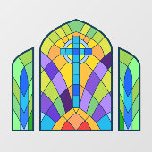 Religiöse Cross-Imitate verklebte Glasdekoration Fensteraufkleber (Blatt)