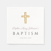 Religiöse Cross Lila Girl Baptism Serviette (Vorderseite)