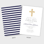 Religiöse Cross Navy Blue Boy First Communion Einladung