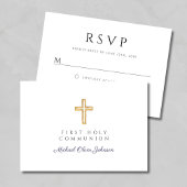 Religiöse Cross Navy Blue Boy First Communion RSVP Karte