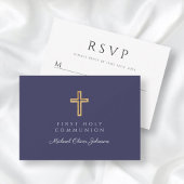 Religiöse Cross Navy Blue Boy First Communion RSVP Karte