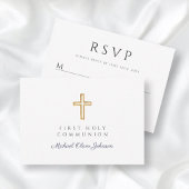Religiöse Cross Navy Blue Boy First Communion RSVP Karte