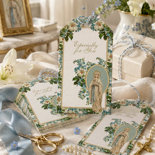 Religiöse Dame der katholischen Blumen von Lourdes Geschenkanhänger
