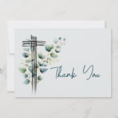 Religiöse Dankbarkeit Foto Boy Botanical Cross Einladung (Rückseite)